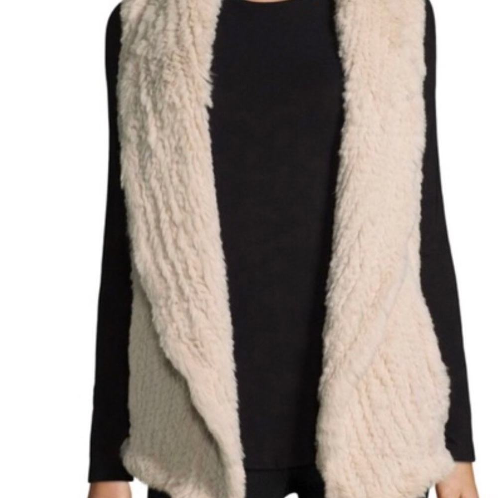 June Rabbit Fur Asymmetrical Open Draped Vest - image 2